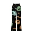 thumbnail image 5 of Womens Halloween Pajama Pants Drawstring Wide Leg Lounge Sleep Bottoms Relaxed Fit Full Length Comfy Pjs Breezy Wide Leg with Adjustable Waist for Cozy Nights Green S, 5 of 6