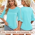 thumbnail image 2 of Camiseta Blingfit para mujer, manga 3/4, talla grande, verde claro, XL, 2 of 5