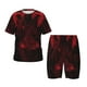 thumbnail image 1 of Balery Red Gothic Skeleton Throne Conjunto de Pijama Infantil de Manga Corta con Estampado – Ropa de Dormir de Algodón Suave-3X-Large, 1 of 6