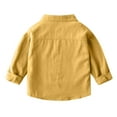 thumbnail image 4 of lkfuzj 2024 Little Big Boys' & Men's Long Sleeve Button Down Cotton Casual Dress Shirt Yellow, 4 of 7