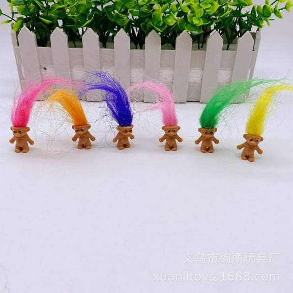 EIMELI Whimsical Mini Troll Doll Set - 10PCS 1.2 Inch Lucky Charm PVC Figures, Vintage Cake Decorations & Decorative Accents, Cute Chromatic Collectibles