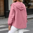 thumbnail image 4 of hlysgo Women's Hooded Zip Up Short Jacket Long Sleeve Elastic Cuff Casual Coat Lightweight Outerwear Fall Vacation with Pocket Pink,S, 4 of 5