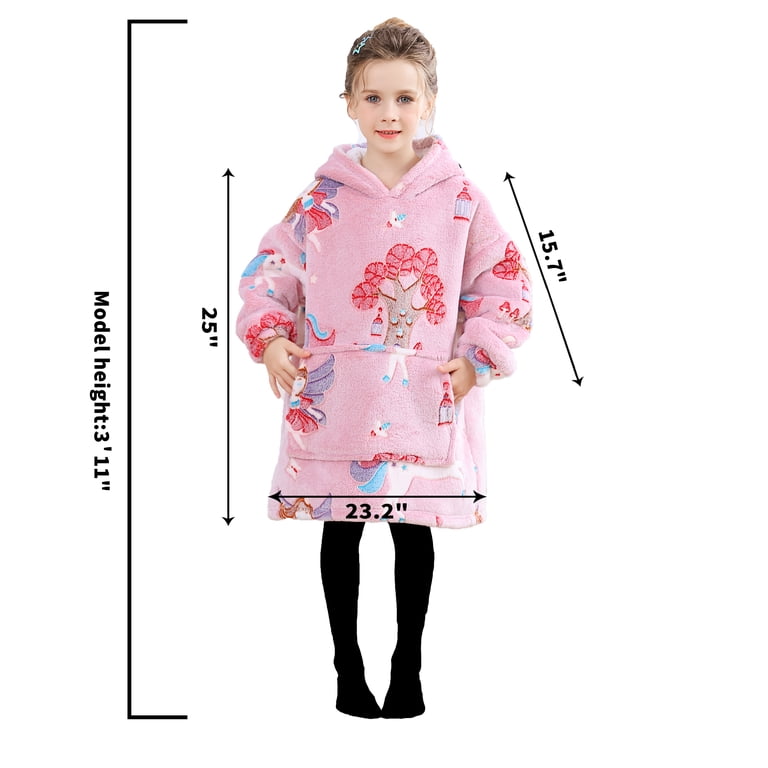 Softan Oversized Sherpa Fleece Hoodie Blanket, One Size, Pink, Wearable
