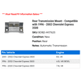 thumbnail image 2 of Rear Transmission Mount - Compatible with 1996 - 2002 Chevy Express 3500 1997 1998 1999 2000 2001, 2 of 2