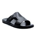 thumbnail image 1 of Men's 69213 Leather Slip On Open Toe Chunky Strap Slides Flip Flop Dress Sandals, Black, 9, 1 of 3