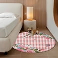 thumbnail image 2 of Pink Spring Floral Round Area Rug 8Ft Washable Large Circle Rugs for Living Room Dorm, Watercolor Flowers Butterfly Checkered Non-Slip Carpet Floor Mats Indoor Outdoor Carpet Runner Home Decor, 2 of 8