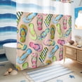 thumbnail image 5 of No Hook Shower Curtain, Summer Slippers Shower Curtains for Bathroom with See Through Top Window, Watercolor Flip Flops Ocean Beach Light Brown Waterproof & Washable Bath Curtain 66"x72", 5 of 9