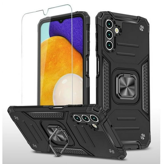 TASHHAR Moto G Play 2023 Case with Screen Protector and Magnetic Ring Kickstand Military Grade Double Layer Drop Protection Durable Detachable for Motorola G Play 2023 Phone - Black