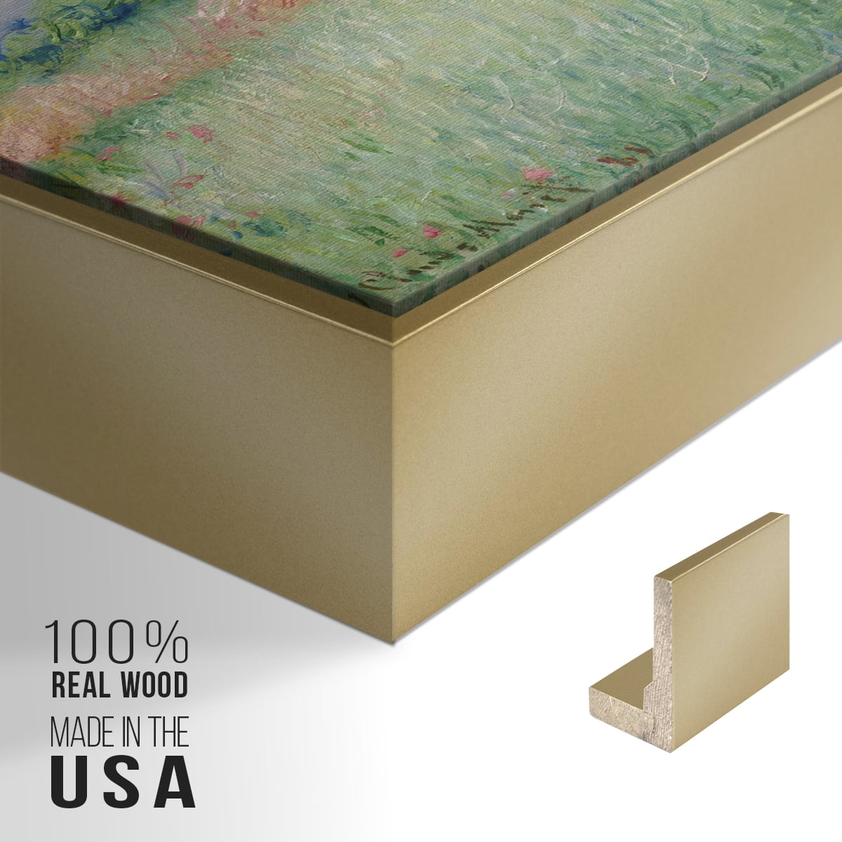 Vintage Landscape-C By Wexford Home Framed in Gold Wood Gallery Wrapped Canvas 27 in. x 41 in.