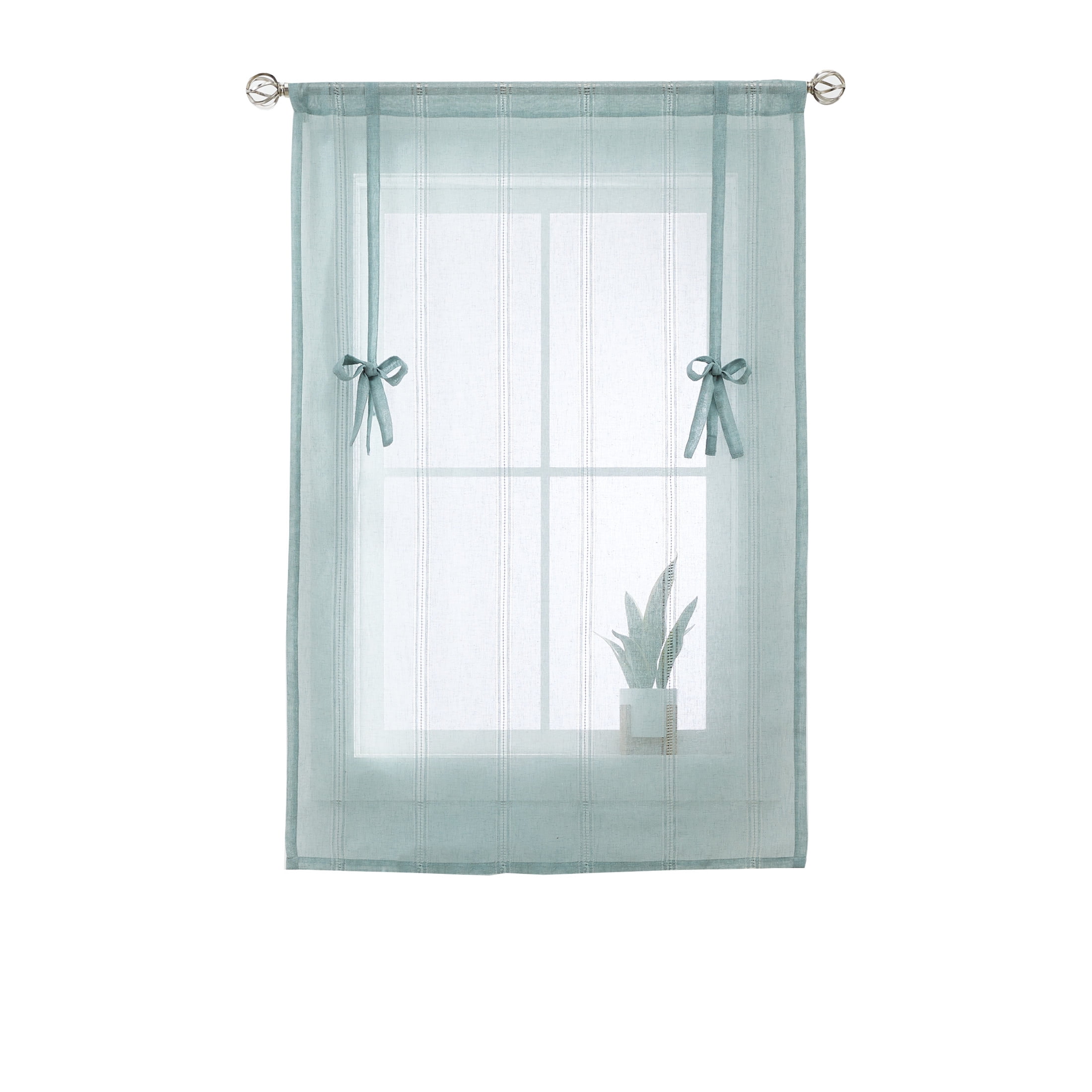 (2 pack) Better Homes & Gardens Specialty Stitch Single Curtain Balloon Shade, Green River, 42 in x 63 in