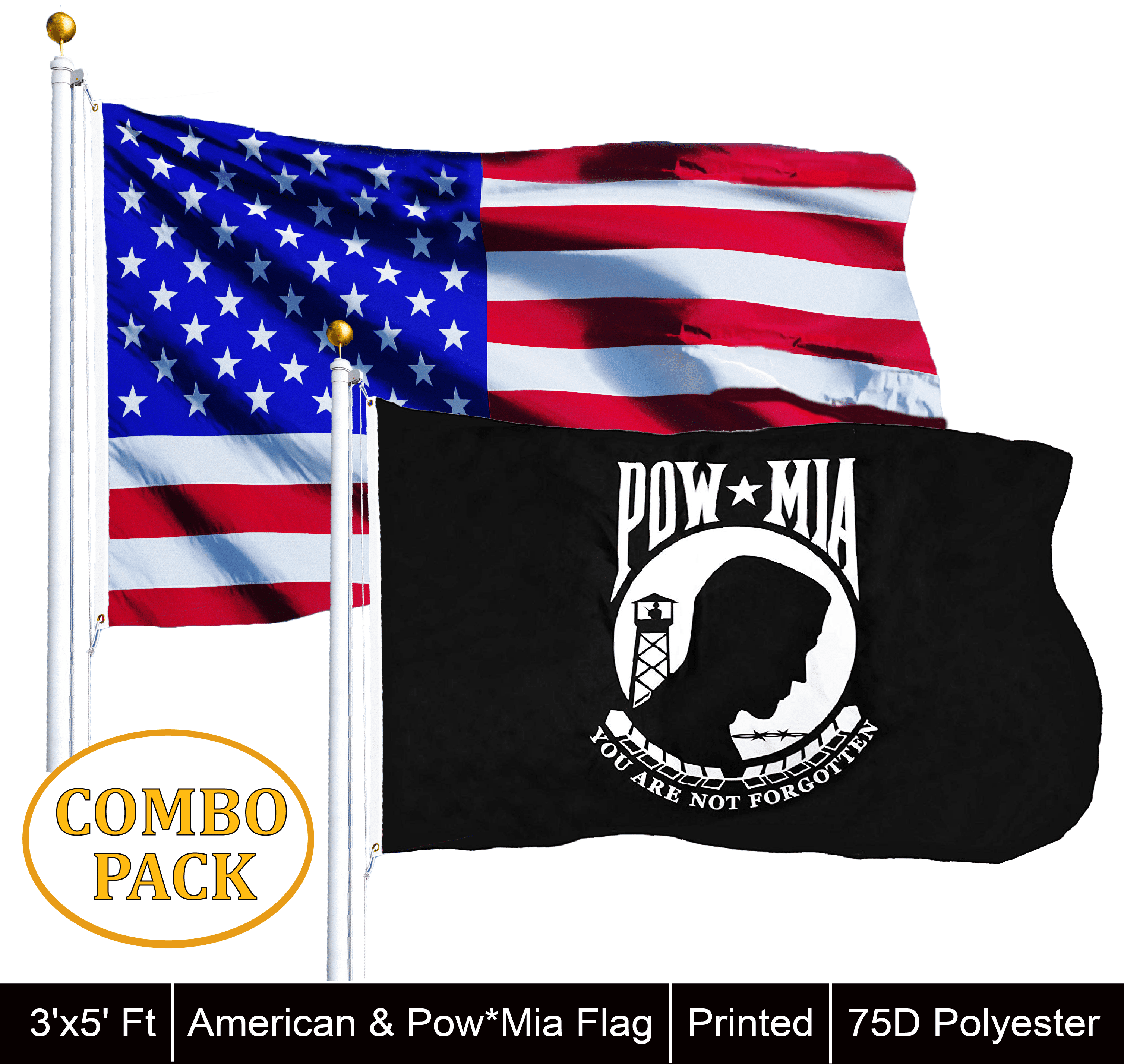 3x5FT Set USA POW MIA KIA Flags Tea Party American United States Gift Veteran US 