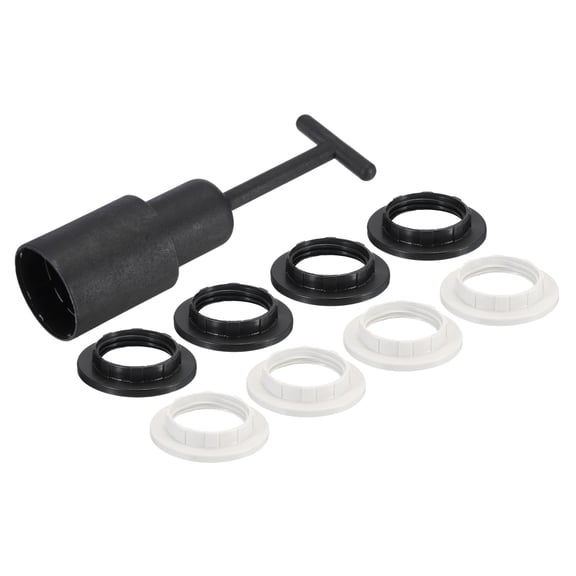 Uxcell E14 Light Socket Rings Lamp Shade Holder Ring Replacement with Removal Tool 1 Set/9pcs
