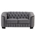 thumbnail image 2 of 64 inch Loveseat Sofa, 2-Person Velvet Couch with Button Tufted Back, Soft Tufted Seat with Thick Removable Seat Cushion, Mid Century Sofa with Rubber Wood Legs for Small Space, 2 of 9