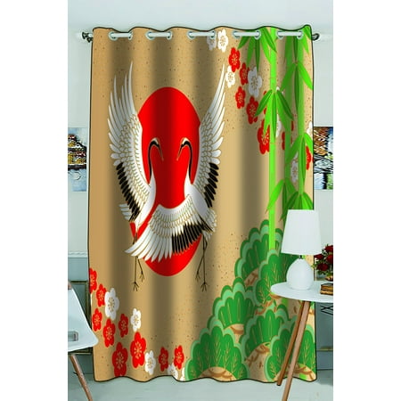 Phfzk Asian Window Curtain Anese Style With Cranes And Pine Phfzk Asian Window Curtain Anese Style With Cranes And Pine Bamboo Blackout