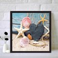 thumbnail image 4 of Cuadros Decorativos 5D redondo completo diamante pintura Seashore conchas Rhinestone mosaico hogar pared decoración Likrtyny embutido en tela, 4 of 9
