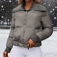 thumbnail image 2 of Women's Winter Quilted Jacket Coat with Stand Collar, Windproof Warm Puffer Coat, Solid Color Longline Outerwear for Casual Daily Wear Travel Streetwear Fashion Essential, 2 of 9