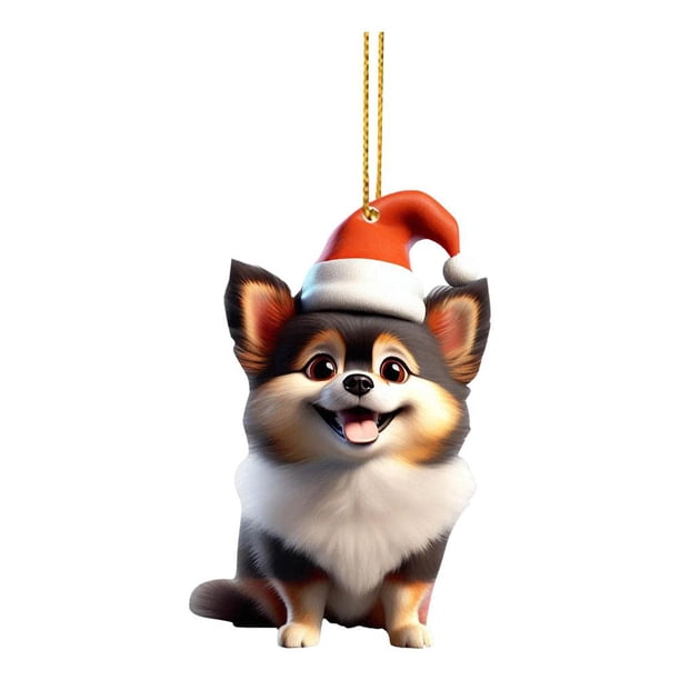 EZLIFE Adornos navideños para perros, dibujos animados de acrílico, decoración colgante para árbol de Navidad, P9E6