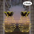 thumbnail image 2 of Paquete de 2 luces solares de 60 Led, farol colgante de piña para árboles, decoración de fiesta en balcón, 2 of 5