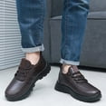thumbnail image 2 of Snow Boots for Men Platform Soft Sole Lace up Waterproof LeatherWinter Booties Furry Lined Warm Winter Sneakers Wine Size 9, 2 of 7