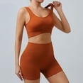 thumbnail image 2 of Women Seamless Ribbed Yoga Sets Workout 2 Pc Gym Ribbed Crop Tank Bar And Shorts, 2 of 11
