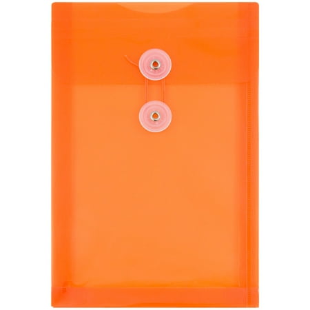 UPC: 0632963041594 | JAM Paper & Envelope Plastic Envelopes  6.3×9.3  Orange  Button String  Open End  120/Pack