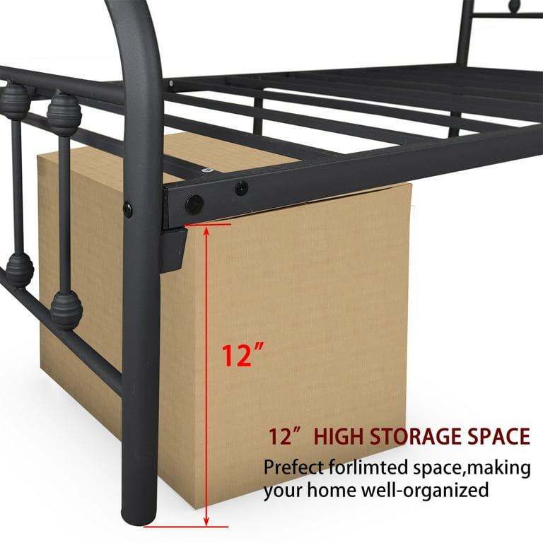 UHOMEPRO Twin Platform Bed Frame with Headboard, Metal Twin