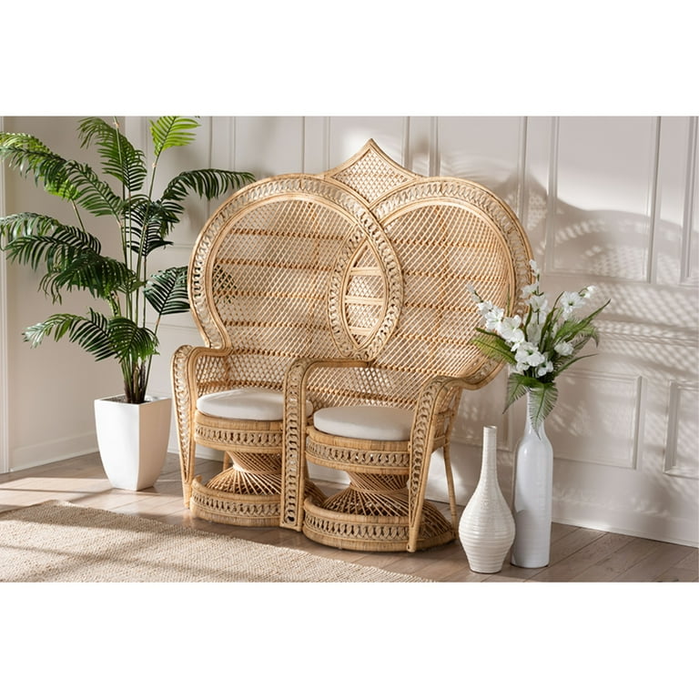 bali pari Nerita Bohemian Natural Brown Rattan Two Seater Peacock Chair