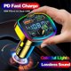 thumbnail image 5 of 3.1a Q7 Car Bluetooth 5.0 Fm Transmitter Dual Usb Type-c Charger Mp3 Player Format U Disk Tf Card Lossless Music Atmosphere Ligh, 5 of 5