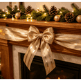 thumbnail image 6 of 2PCS Champagne Gold Christmas Wired Ribbon - 16.4 Ft Yard Christmas Mesh Ribbon for Gift Wrapping, Tree Decor & DIY Crafts, Holiday Bow Making,A, 6 of 7