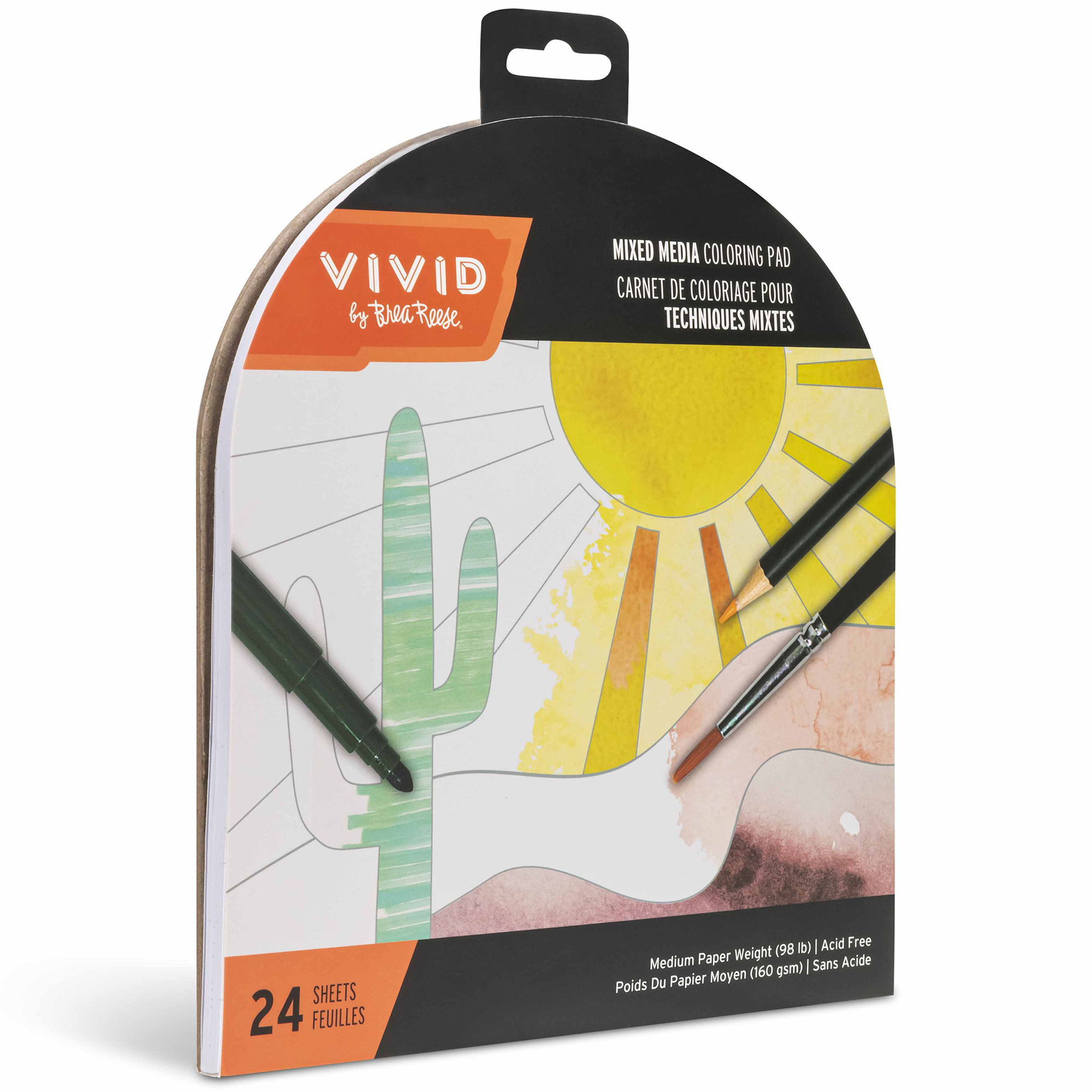 Vivid by Brea Reese: Mixed Media Coloring Pad - Boho - 24 Shaped Sheets in 8 Pattern Designs, Art Paper Pages For Paints-Markers-Colored Pencils