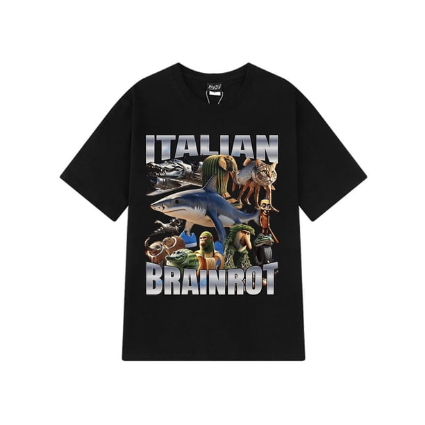 italian Brainrot Tralalero Tralala Tung Tung Tung Sahur Bombardiro Crocodilo Funny Meme T-shirt Men Women Fashion Loose T Shirts