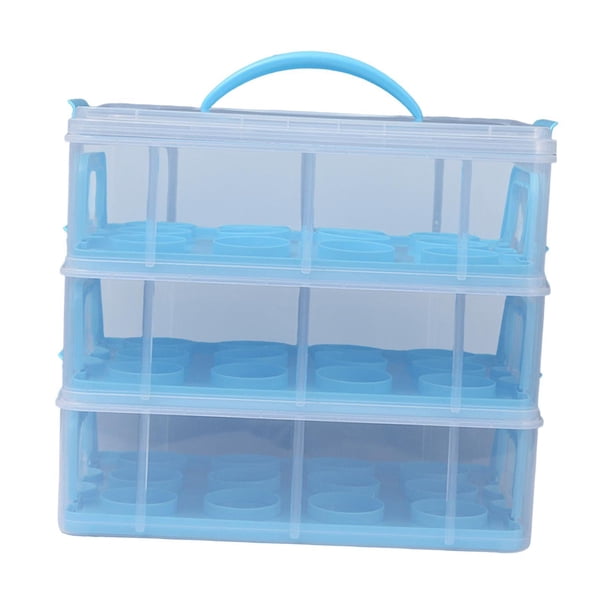 Yuarrent Cupcake Carrier Storage Food Transporter Container for Pastries Almacenamiento y organización del hogar 3 niveles