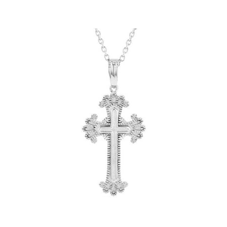 cross sterling silver etched teens pendant necklace