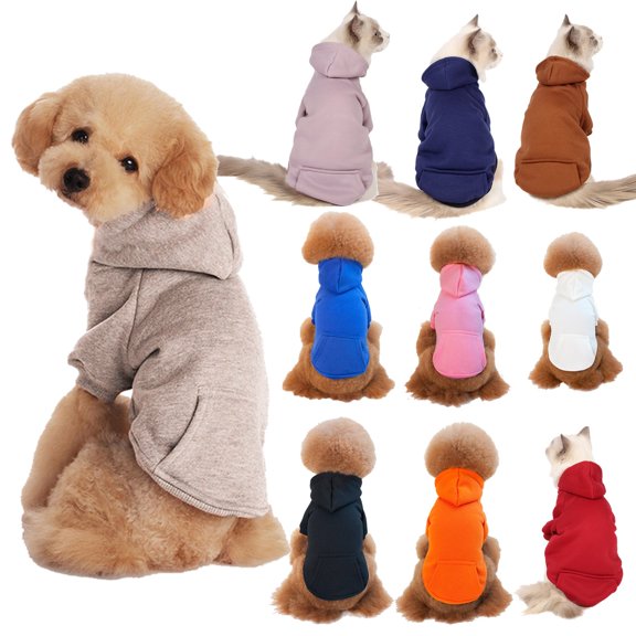 Winter Dog Hooded Sweatshirt Cotton Fleece Pet Blouse for 2-30 Lbs Small Medium Dog Windproof Cold Weather Mountaineer Coat Outdoor Outfit,White Size L