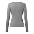 thumbnail image 6 of Women's Long Sleeve Shirts Tight Fit Crewneck Solid Cropped Tops Basic Fall Fashion Going Out Y2K Workout Tunic Blouses, 6 of 6