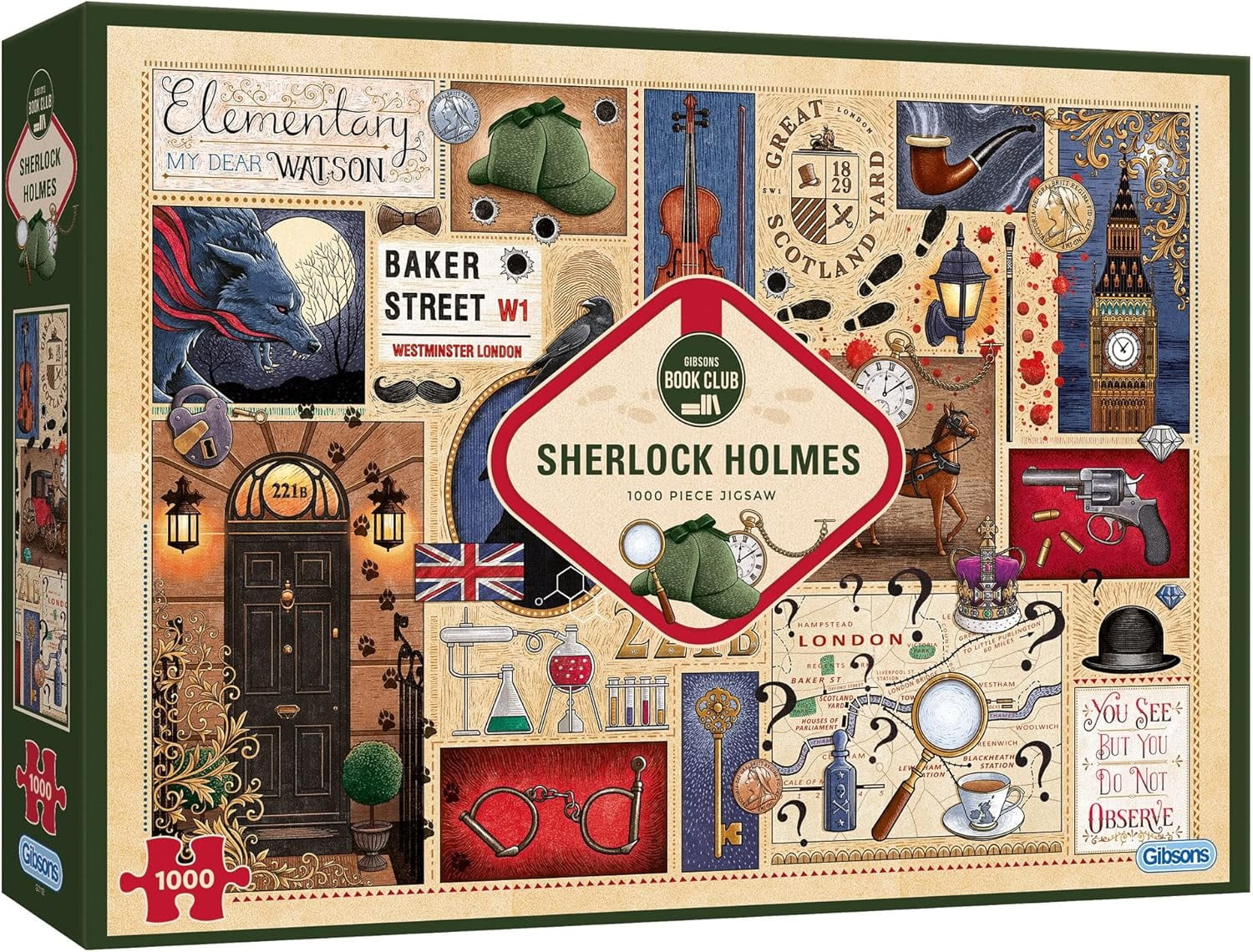 Gibsons Games Sherlock Holmes 1000 Piece Jigsaw Puzzle 27"x19" 12+ Years