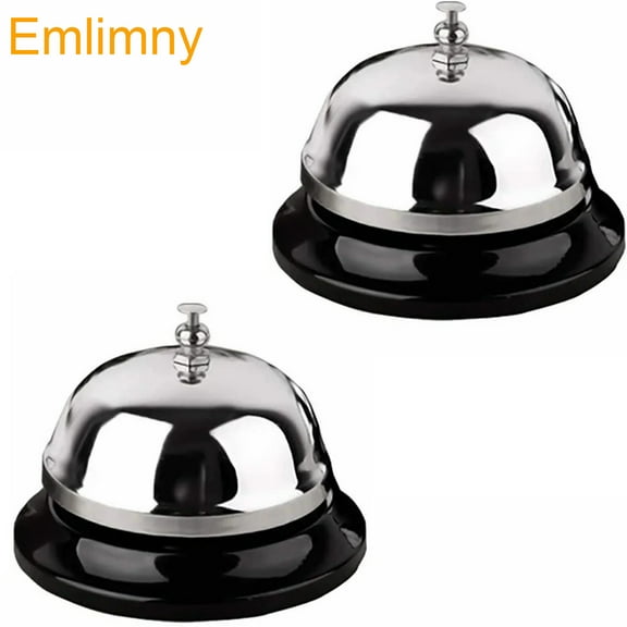 Emlimny Stainless Steel Call Bell 2 Packs 3.35 inch Diameter, Ringing, Durable, Desk Bell Service Bell for Hotels, Schools, Restaurants, Reception Areas, Hospitals, Warehouses(Silver)