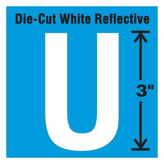 Stranco Die-Cut Refl. Letter Label,U,3In H,PK5 DWR-3-U-5