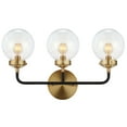 thumbnail image 2 of JONATHAN Y Caleb 22" 3-Light Contemporary Transitional Iron/Glass LED Vanity Light, Brass Gold/Black, 2 of 7