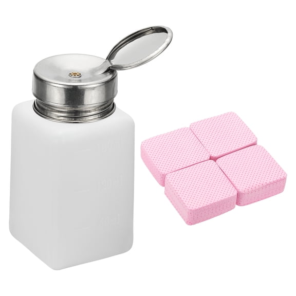 Uxcell Alcohol Dispenser, 180ml(6oz) Pump Bottle for Nail Polish Remover, White