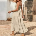 thumbnail image 6 of Brilliant Summer New 2024 Women's Bohemian Spaghetti Strap Smocked Tiered Beach Sun Dresses Sleeveless Solid Maxi Dress Long Brown XXXXXL, 6 of 9