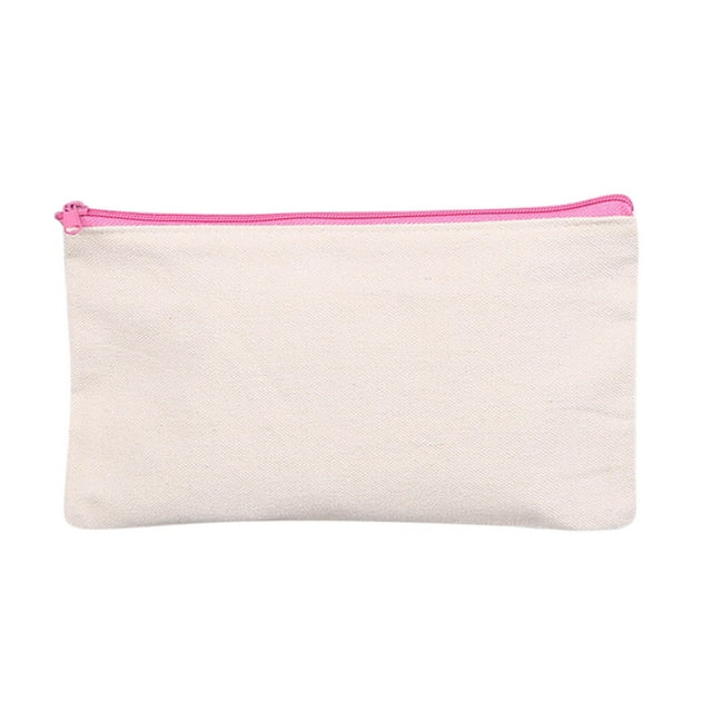 yulier Blank DIY Craft Bag Canvas Pencil Case Blank Makeup Bags Canvas Pencil Pouch Canvas Cosmetic Bag Multi-Purpose Travel Toiletry Bag Canvas Zipper Bags