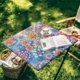 thumbnail image 4 of FKELYI Bohemian Flower Print Anti-Dust Tablecloth Square Fitted Table Cloths Washable Outdoor Folding Table Cover with Elastic Edge for Kitchen Decoration, 36x36 inch, 4 of 6