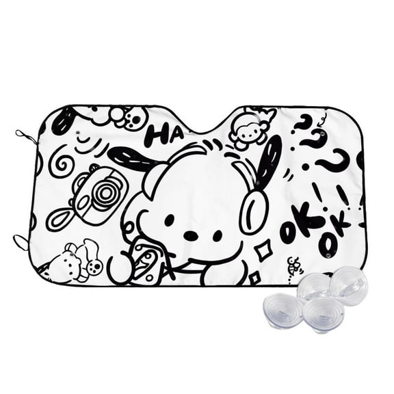 Pochacco Car Windshield Sun Shade Foldable Front Window Sunshade UV Block Keeps Vehicle Cool, Fit Most Vehicle
