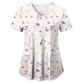 thumbnail image 4 of felwors Scrubs for Women V-Neck Top with Pockets, Moisture Wicking Holiday Scrub Tops, Stretch Plus Size Nurse Uniform Shirts (White, XXXL), 4 of 5