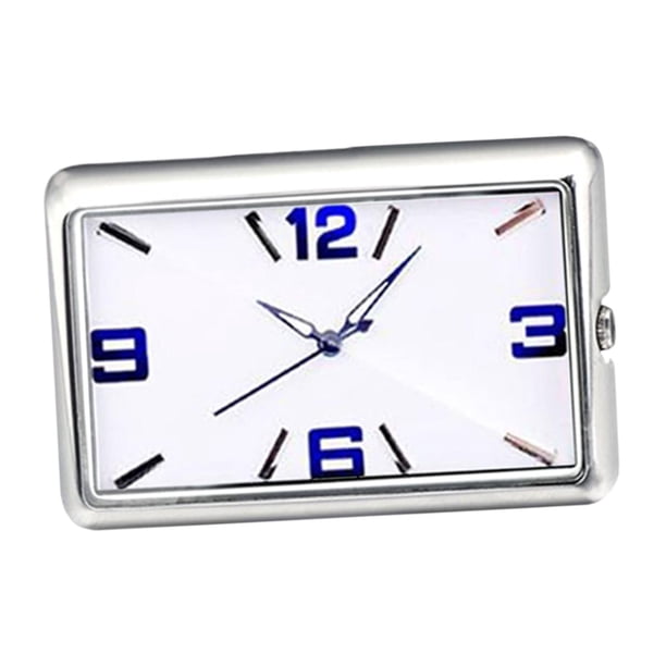 Reloj luminoso analógico para ventilación de aire, reloj adhesivo para tablero de instrumentos de automóvil Negro Plata