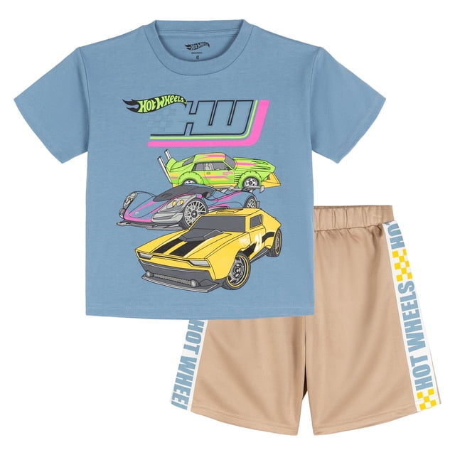 Conjunto de ropa Hot Wheels, camiseta y pantalones cortos 3T para niños pequeños