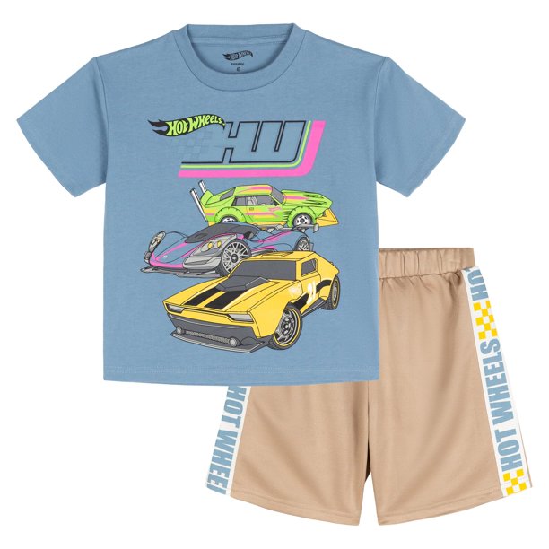 Set de camiseta y pantalones cortos Hot Wheels para niños de 10 a 12 años