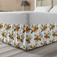 thumbnail image 1 of Floral Bed Skirt, Vintage Art Pattern Highly Detailed Blooming Flower Sketches Pattern, Elastic Bedskirt Dust Ruffle Wrap Around for Bedding Decor, 4 Sizes, White Orange Olive Green, by Ambesonne, 1 of 2