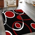 thumbnail image 3 of Black Red Area Rug 3x5 Washable Rug Non Slip White Circle Geometric Abstract Texture Large Area Rug Indoor Floor Carpet for Entryway Bedroom Kitchen Living Room Home Office Dining Room Nursery, 3 of 8